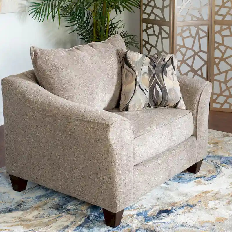 Chocolate / Grey / Silver Fabric Accent Chair, Pillow Back, Rolled Arms, 1-Person