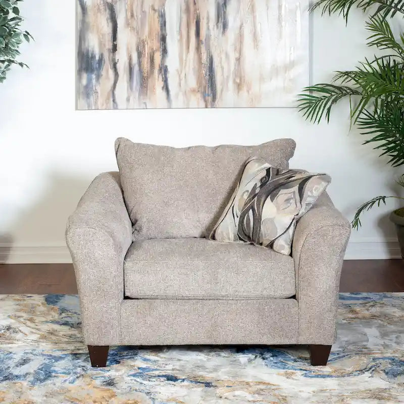 Chocolate / Grey / Silver Fabric Accent Chair, Pillow Back, Rolled Arms, 1-Person