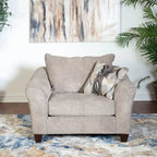 Chocolate / Grey / Silver Fabric Accent Chair, Pillow Back, Rolled Arms, 1-Person