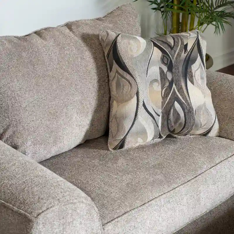 Chocolate / Grey / Silver Fabric Accent Chair, Pillow Back, Rolled Arms, 1-Person