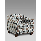 Chocolate / Grey / Silver Fabric Accent Chair, Pillow Back, Rolled Arms, 1-Person