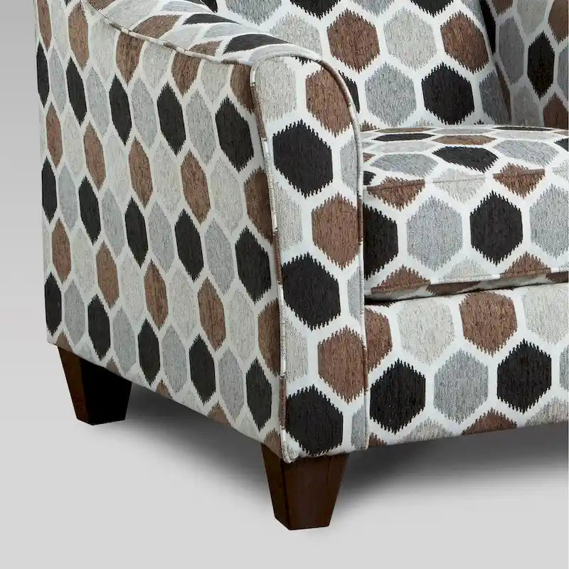 Chocolate / Grey / Silver Fabric Accent Chair, Pillow Back, Rolled Arms, 1-Person