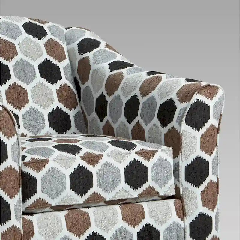Chocolate / Grey / Silver Fabric Accent Chair, Pillow Back, Rolled Arms, 1-Person