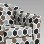 Chocolate / Grey / Silver Fabric Accent Chair, Pillow Back, Rolled Arms, 1-Person