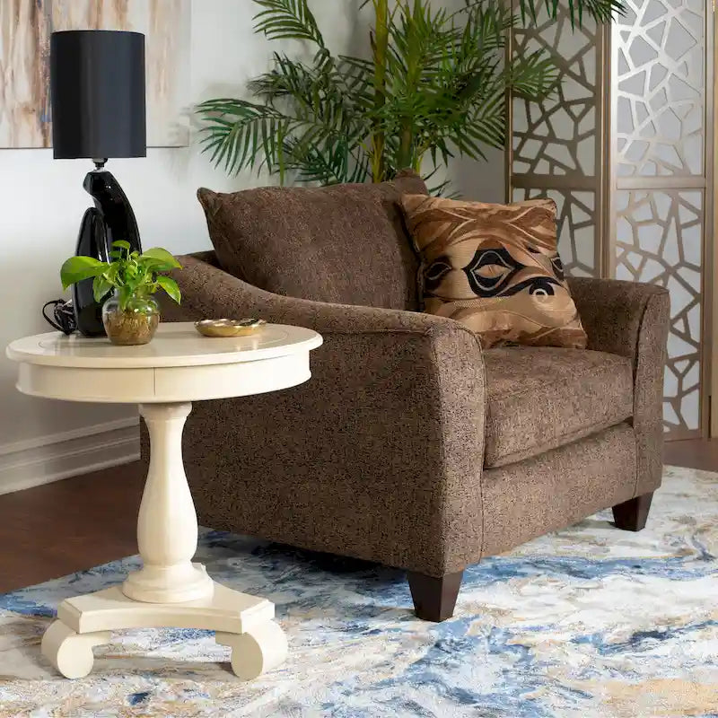 Chocolate / Grey / Silver Fabric Accent Chair, Pillow Back, Rolled Arms, 1-Person