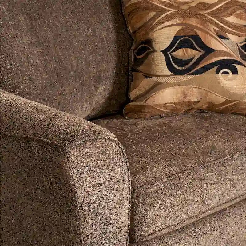 Chocolate / Grey / Silver Fabric Accent Chair, Pillow Back, Rolled Arms, 1-Person