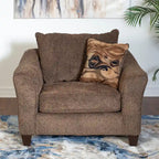 Chocolate / Grey / Silver Fabric Accent Chair, Pillow Back, Rolled Arms, 1-Person