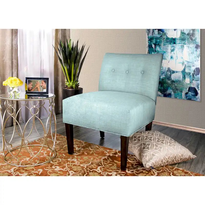 Ikat Button Tufted Accent Chair, Tan / Aqua / Grey / Dark Grey – Single Seat