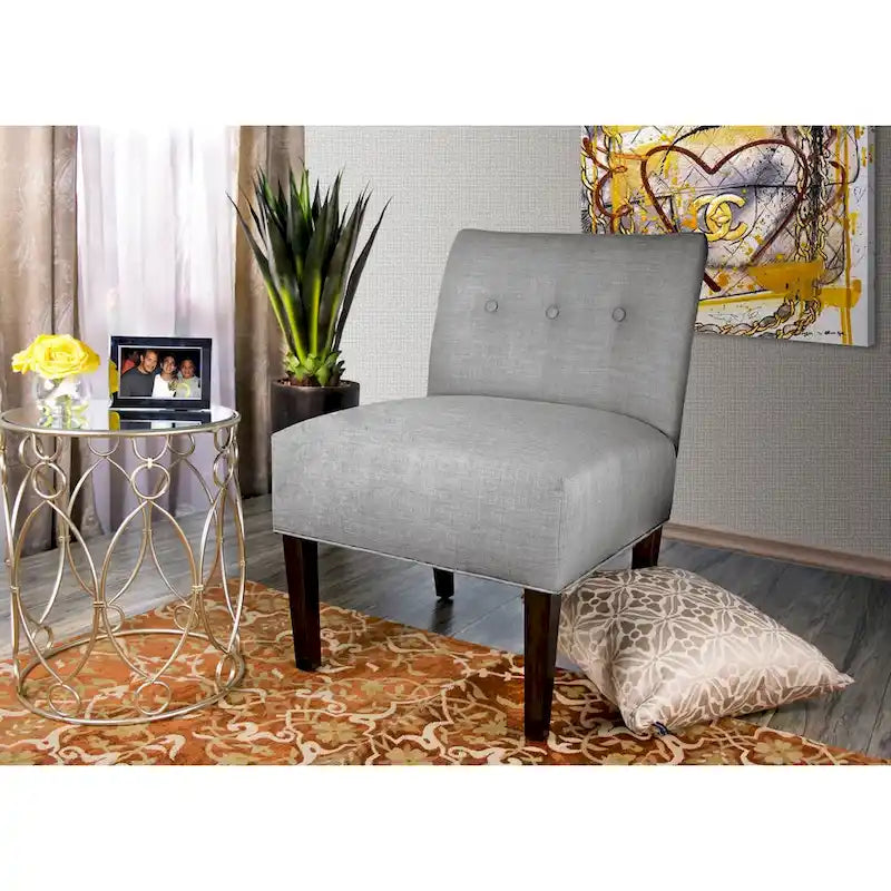 Ikat Button Tufted Accent Chair, Tan / Aqua / Grey / Dark Grey – Single Seat