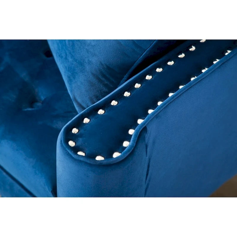 Red / Blue / Grey / Purple Tufted Fabric Sofa with Ottoman, 3-Seat