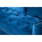 Red / Blue / Grey / Purple Tufted Fabric Sofa with Ottoman, 3-Seat