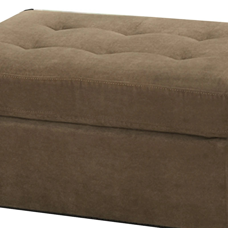 Light Brown Waffle Suede Square Cocktail Ottoman, 1-Seat