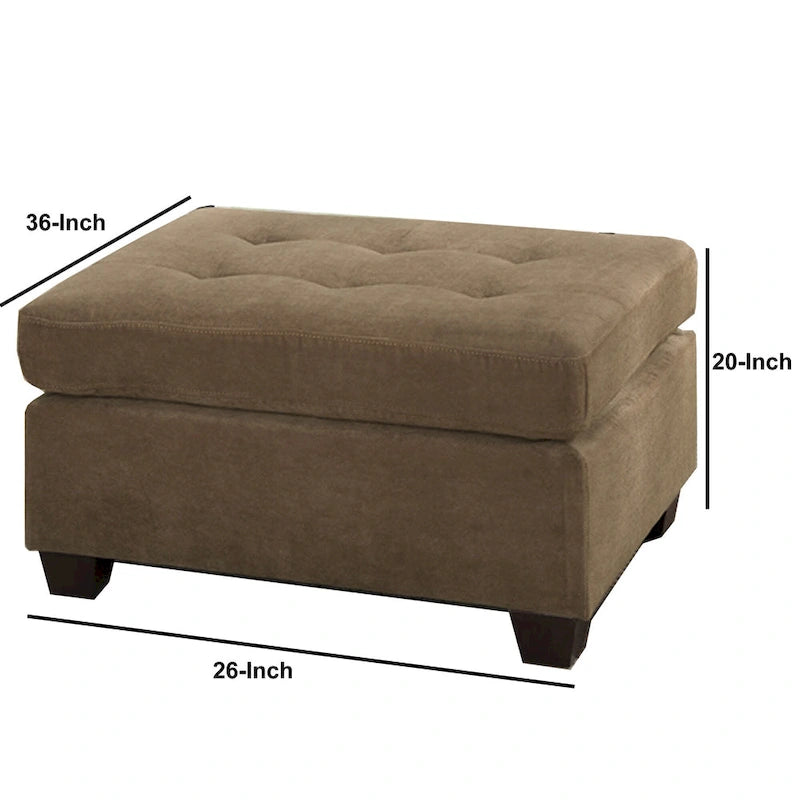 Light Brown Waffle Suede Square Cocktail Ottoman, 1-Seat