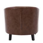 White / Dark Brown PU Leather Club Chair with Nailhead Trim, Single Seat