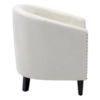 White / Dark Brown PU Leather Club Chair with Nailhead Trim, Single Seat