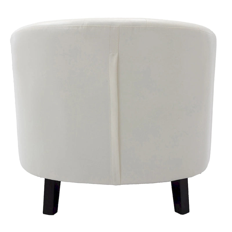 White / Dark Brown PU Leather Club Chair with Nailhead Trim, Single Seat
