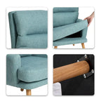 Blue / Beige Linen Reclining Accent Chair with Ottoman – 1-Person