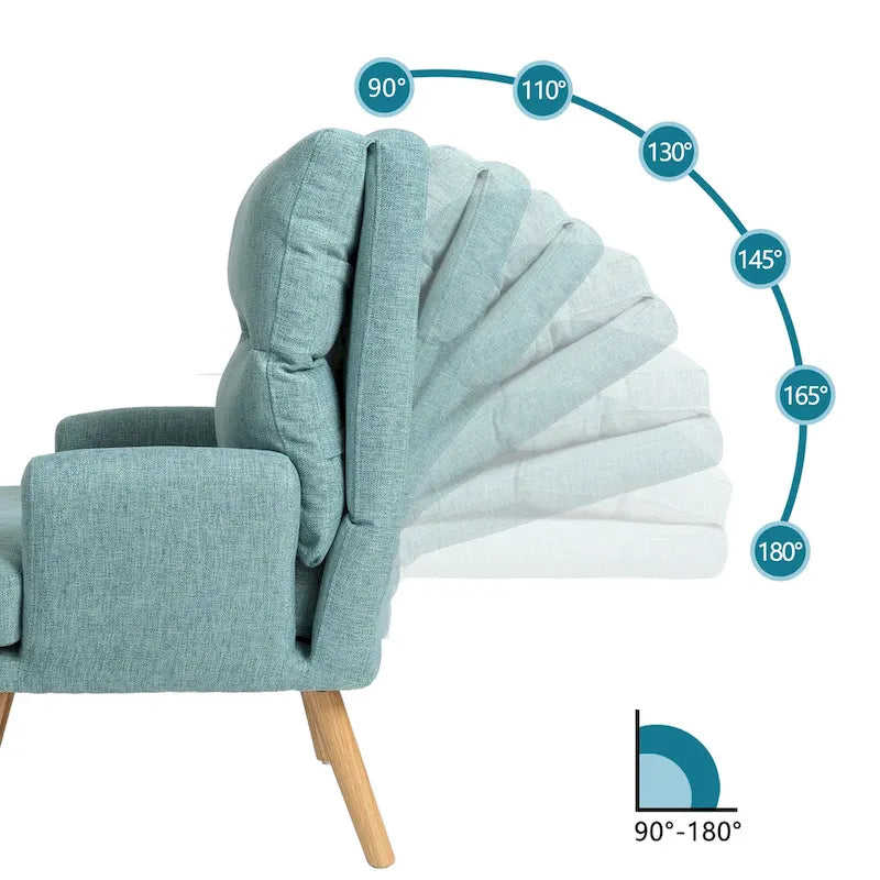 Blue / Beige Linen Reclining Accent Chair with Ottoman – 1-Person