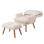Blue / Beige Linen Reclining Accent Chair with Ottoman – 1-Person