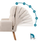 Blue / Beige Linen Reclining Accent Chair with Ottoman – 1-Person
