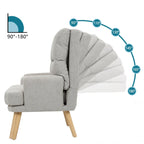 Blue / Beige Linen Reclining Accent Chair with Ottoman – 1-Person