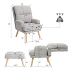 Blue / Beige Linen Reclining Accent Chair with Ottoman – 1-Person