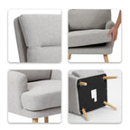 Blue / Beige Linen Reclining Accent Chair with Ottoman – 1-Person
