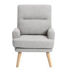 Blue / Beige Linen Reclining Accent Chair with Ottoman – 1-Person