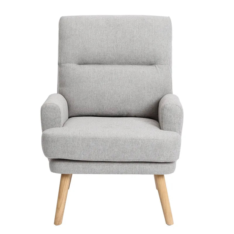 Blue / Beige Linen Reclining Accent Chair with Ottoman – 1-Person