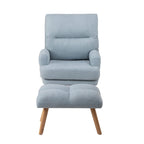 Blue / Beige Linen Reclining Accent Chair with Ottoman – 1-Person