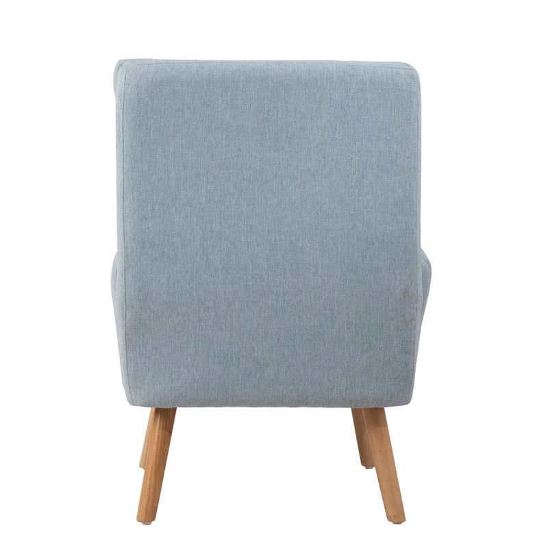 Blue / Beige Linen Reclining Accent Chair with Ottoman – 1-Person