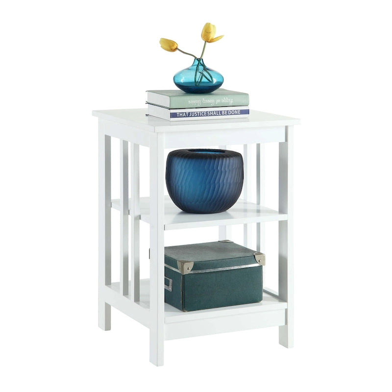 White / Black / Grey / Espresso / Cherry / Driftwood, 3-Tier Shelf Style, Single End Table