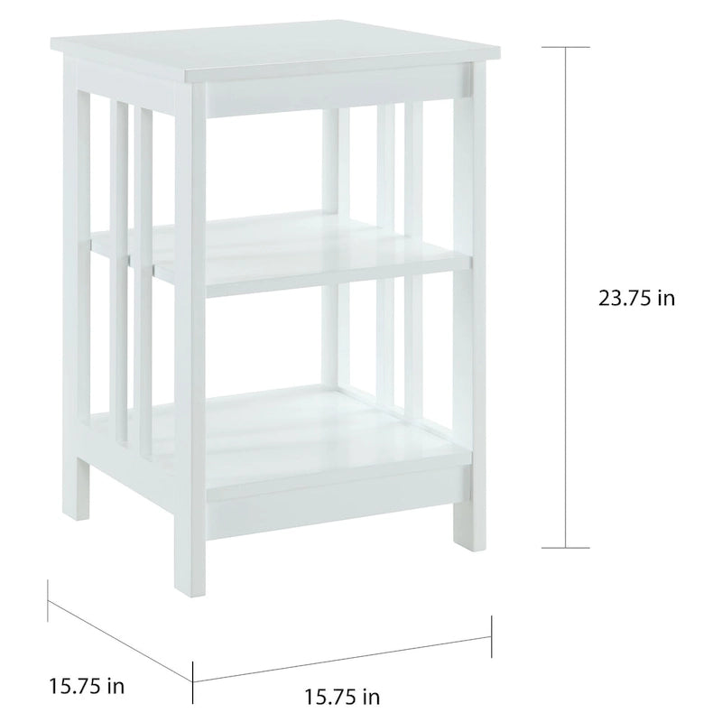 White / Black / Grey / Espresso / Cherry / Driftwood, 3-Tier Shelf Style, Single End Table
