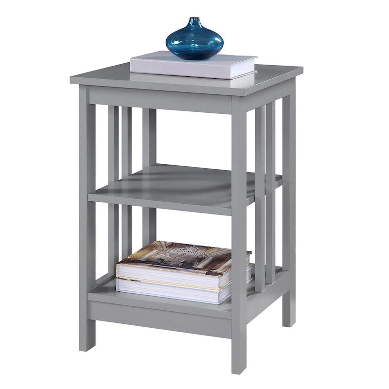 White / Black / Grey / Espresso / Cherry / Driftwood, 3-Tier Shelf Style, Single End Table