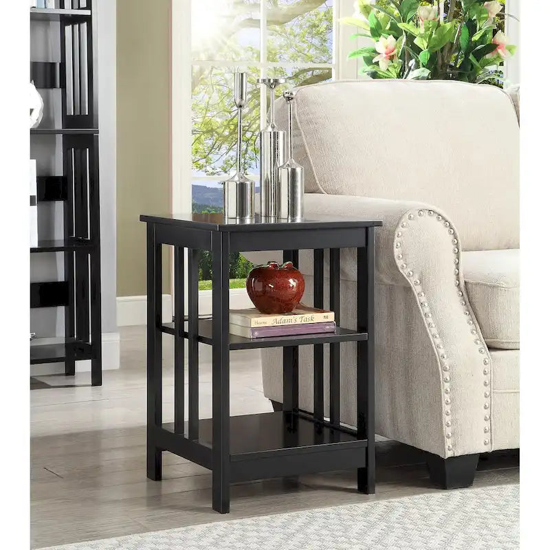 White / Black / Grey / Espresso / Cherry / Driftwood, 3-Tier Shelf Style, Single End Table