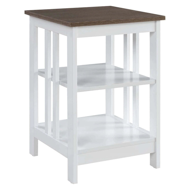 White / Black / Grey / Espresso / Cherry / Driftwood, 3-Tier Shelf Style, Single End Table
