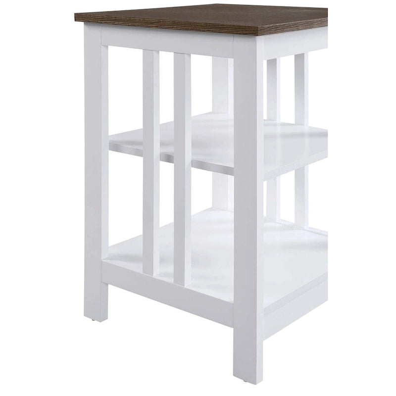 White / Black / Grey / Espresso / Cherry / Driftwood, 3-Tier Shelf Style, Single End Table