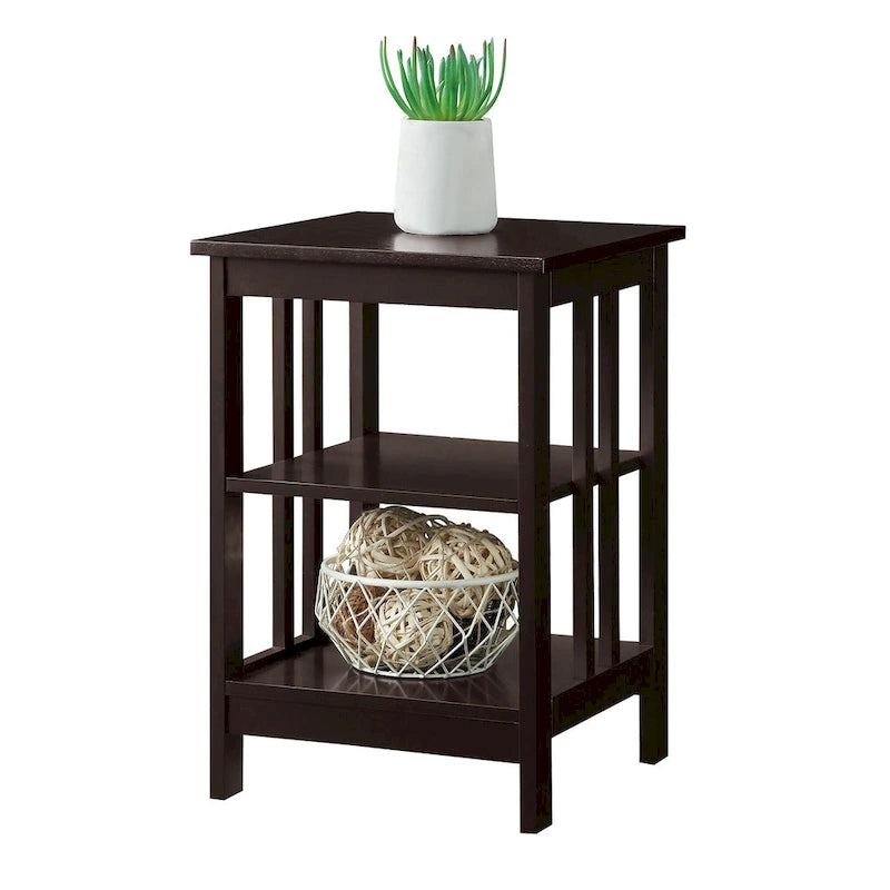 White / Black / Grey / Espresso / Cherry / Driftwood, 3-Tier Shelf Style, Single End Table