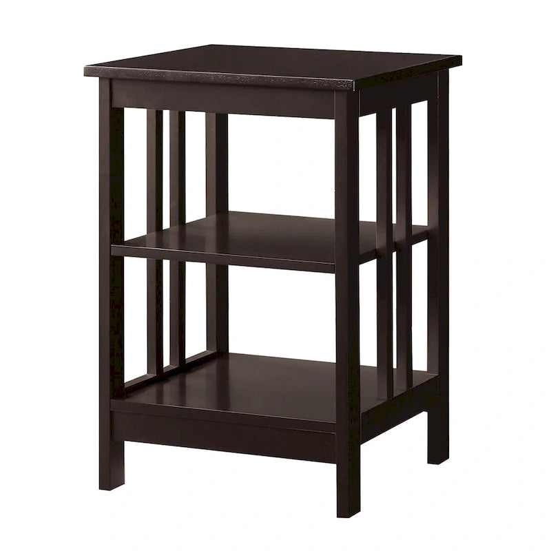 White / Black / Grey / Espresso / Cherry / Driftwood, 3-Tier Shelf Style, Single End Table