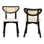 Grey / Cream Rattan Back Dining Chair, Set of 2