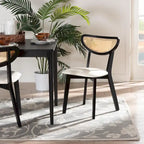 Grey / Cream Rattan Back Dining Chair, Set of 2