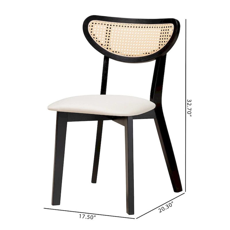 Grey / Cream Rattan Back Dining Chair, Set of 2