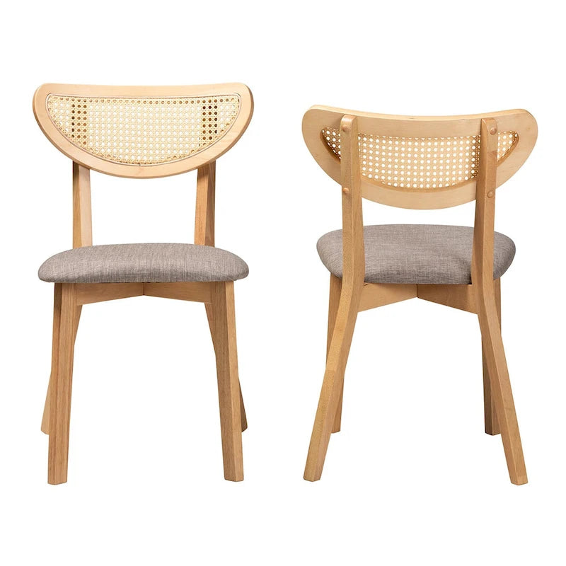 Grey / Cream Rattan Back Dining Chair, Set of 2