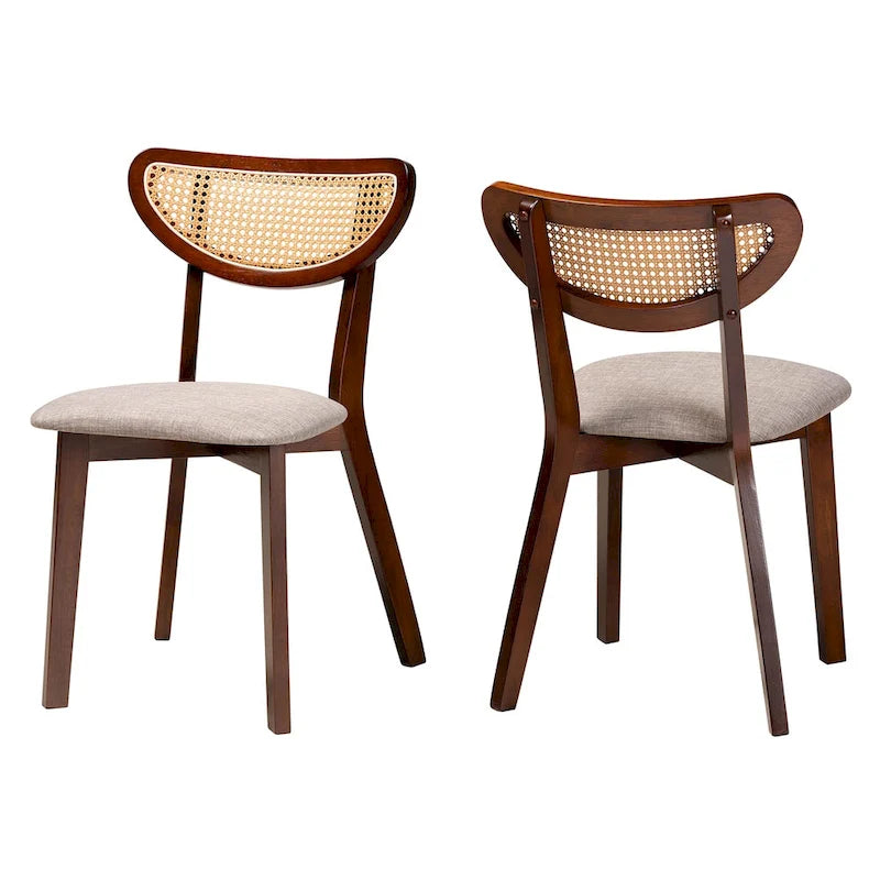 Grey / Cream Rattan Back Dining Chair, Set of 2