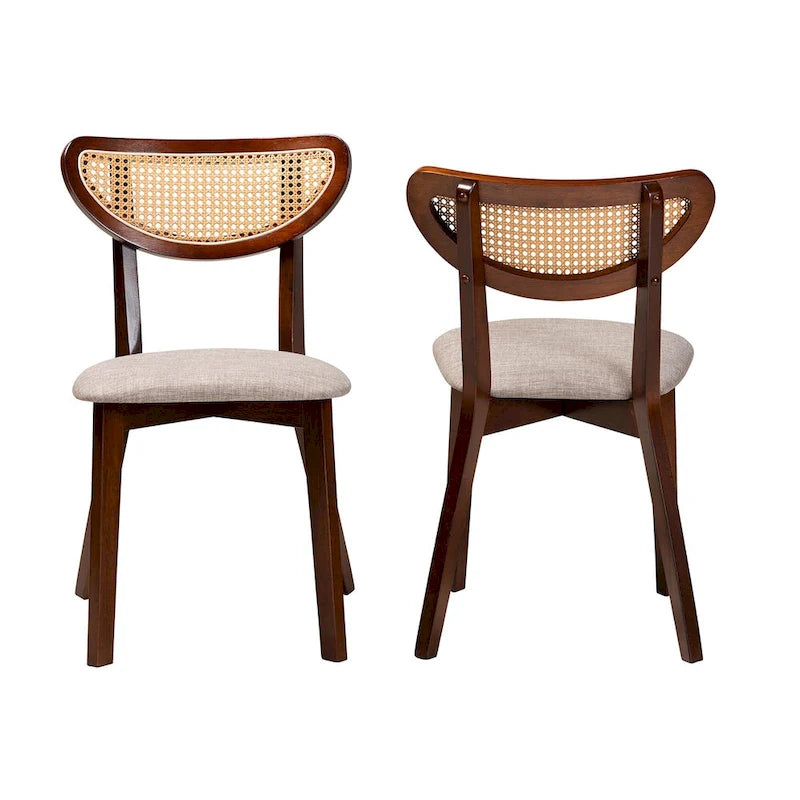 Grey / Cream Rattan Back Dining Chair, Set of 2