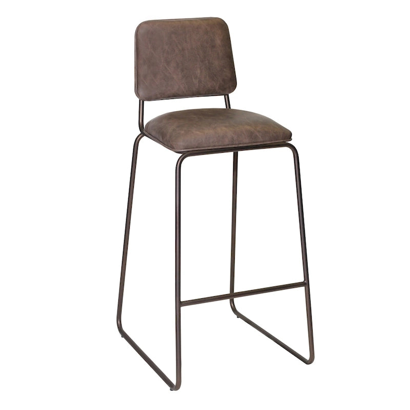 Gunmetal & Cocoa Brown Faux Leather Bar/Counter Stool, Seats 1