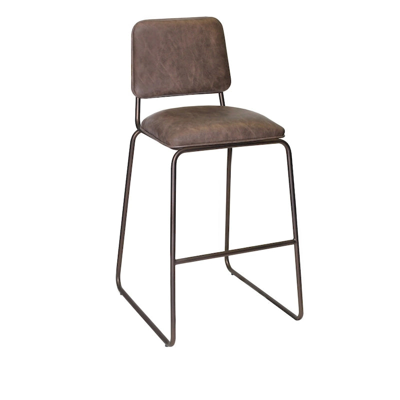 Gunmetal & Cocoa Brown Faux Leather Bar/Counter Stool, Seats 1