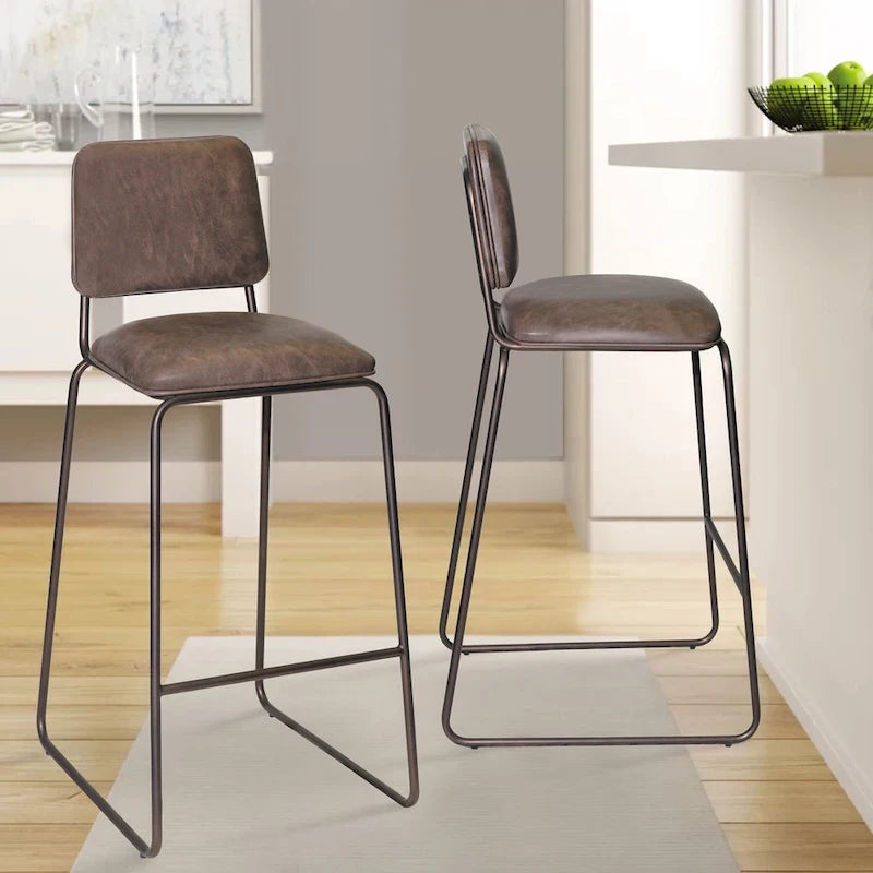 Gunmetal & Cocoa Brown Faux Leather Bar/Counter Stool, Seats 1