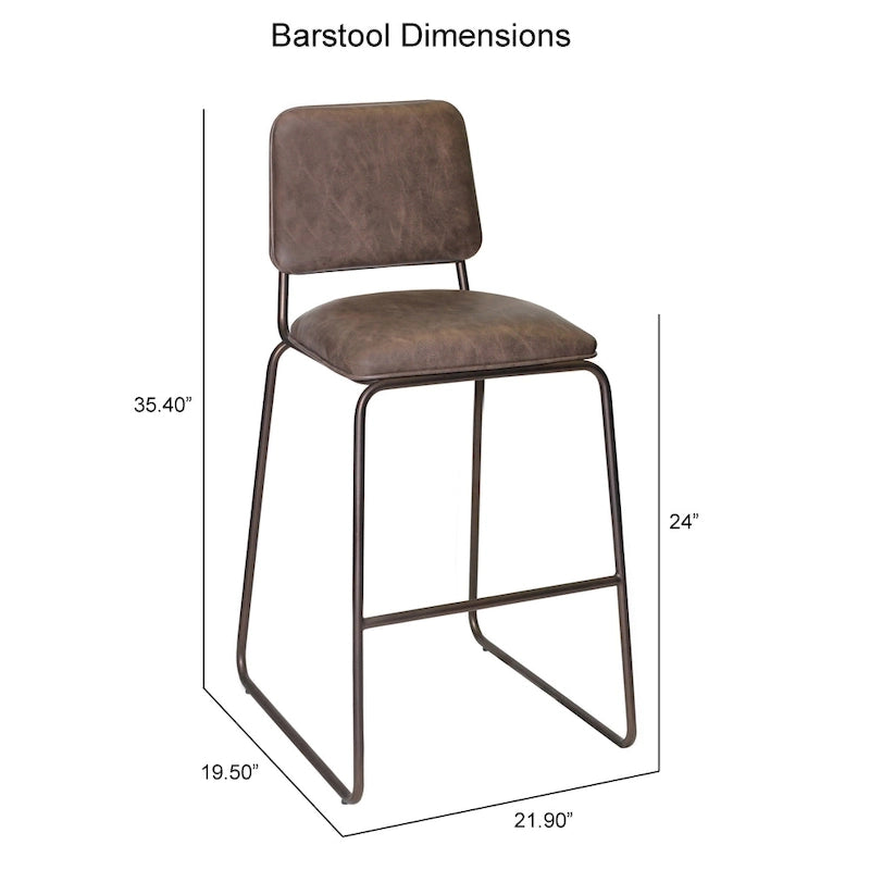 Gunmetal & Cocoa Brown Faux Leather Bar/Counter Stool, Seats 1