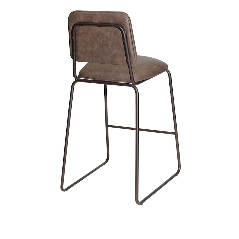 Gunmetal & Cocoa Brown Faux Leather Bar/Counter Stool, Seats 1